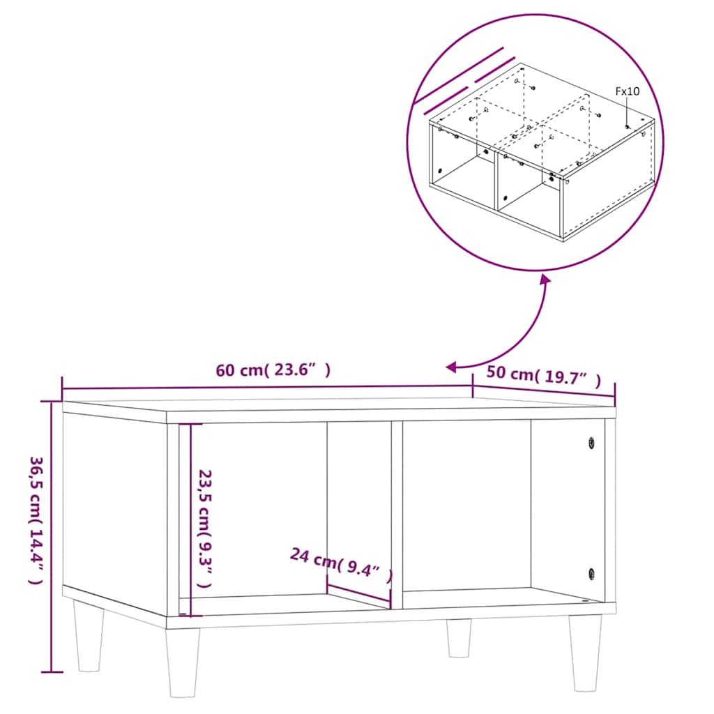 Salontafel 60X50X36,5 Cm Bewerkt Hout