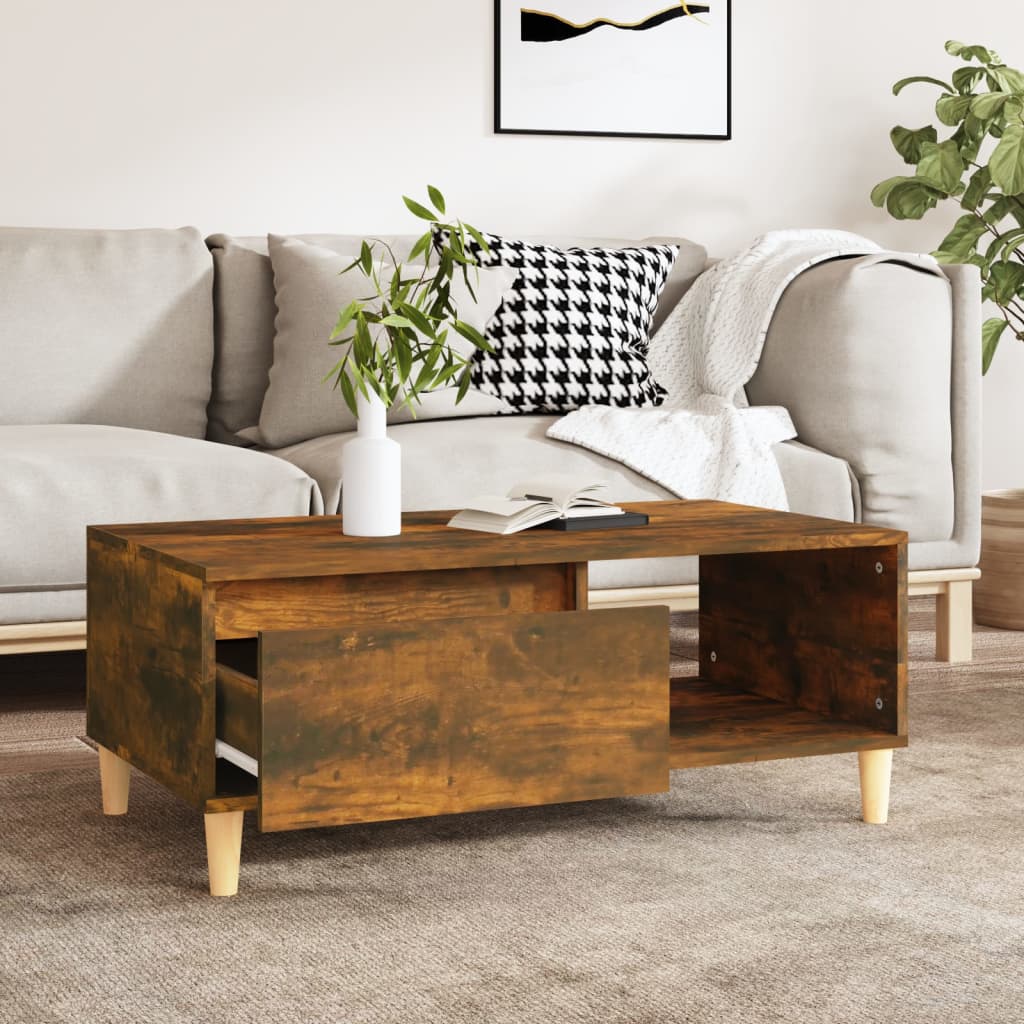 Salontafel 90X50X36,5 Cm Bewerkt Hout Kleurig