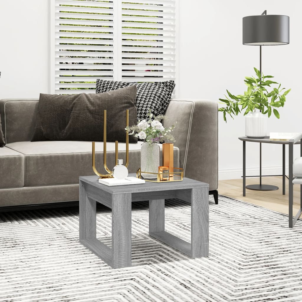 Bijzettafel 50X50X35 Cm Bewerkt Hout Kleurig
