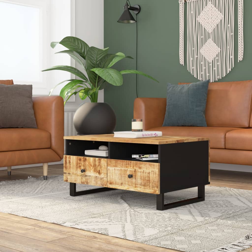Salontafel 80X54X40 Cm Massief Mangohout En Bewerkt Hout