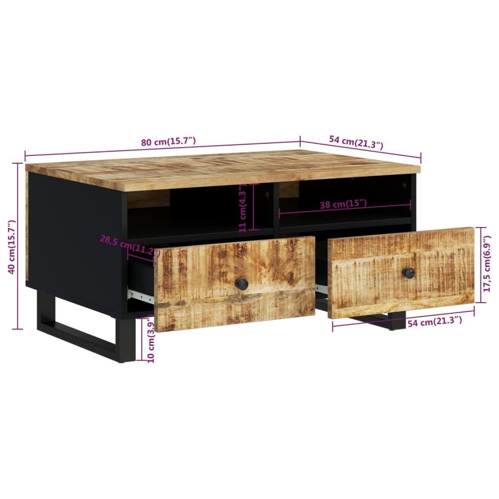 Salontafel 80X54X40 Cm Massief Mangohout En Bewerkt Hout