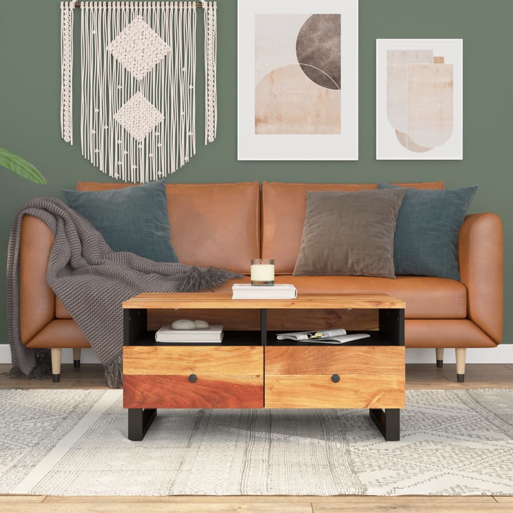 Salontafel 80X54X40 Cm Massief Mangohout En Bewerkt Hout