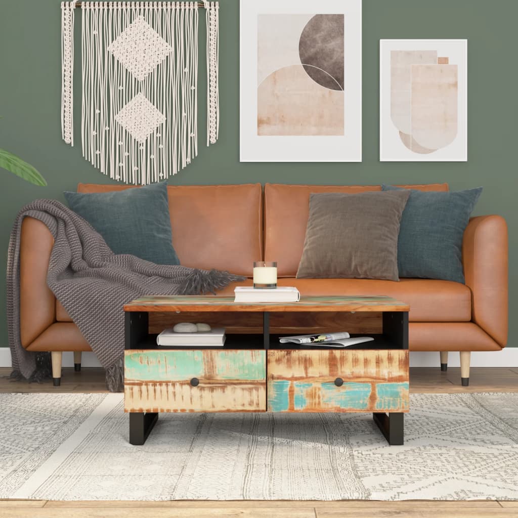 Salontafel 80X54X40 Cm Massief Mangohout En Bewerkt Hout