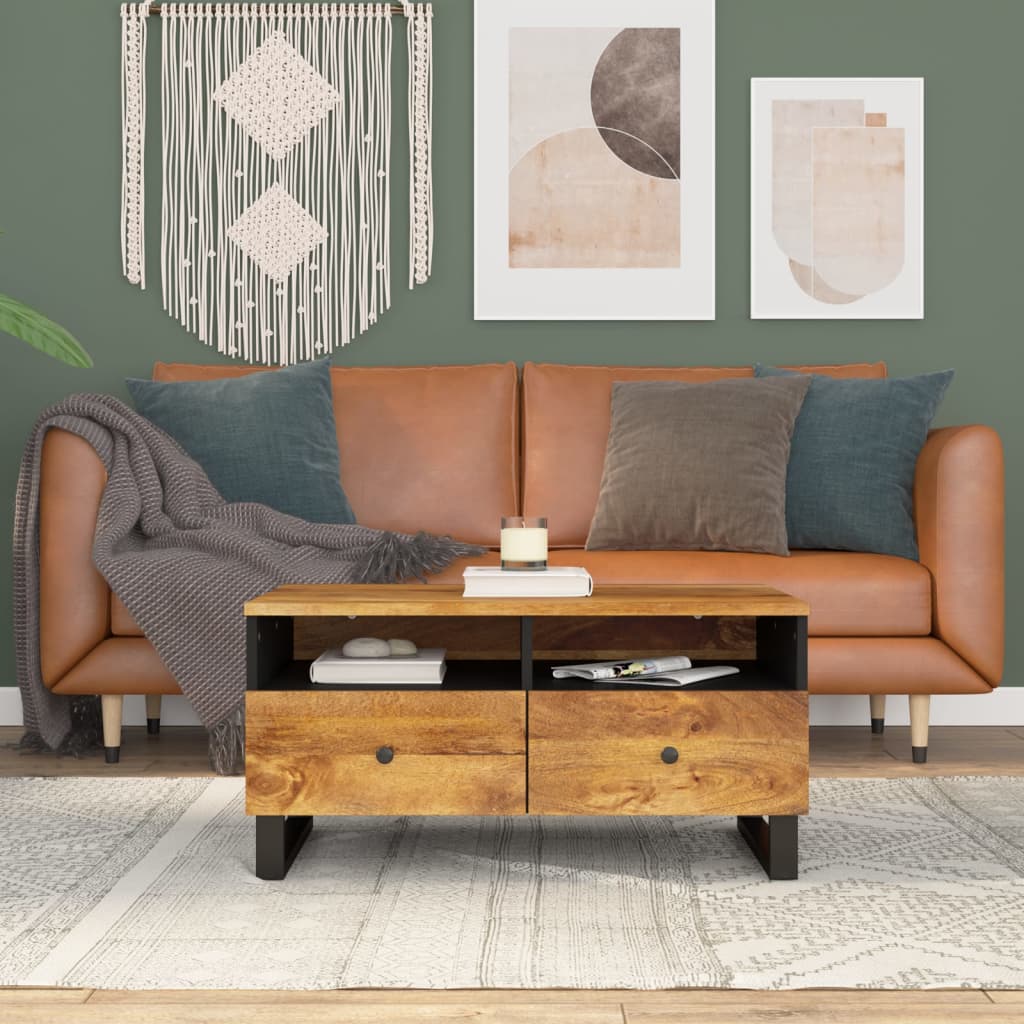 Salontafel 80X54X40 Cm Massief Mangohout En Bewerkt Hout