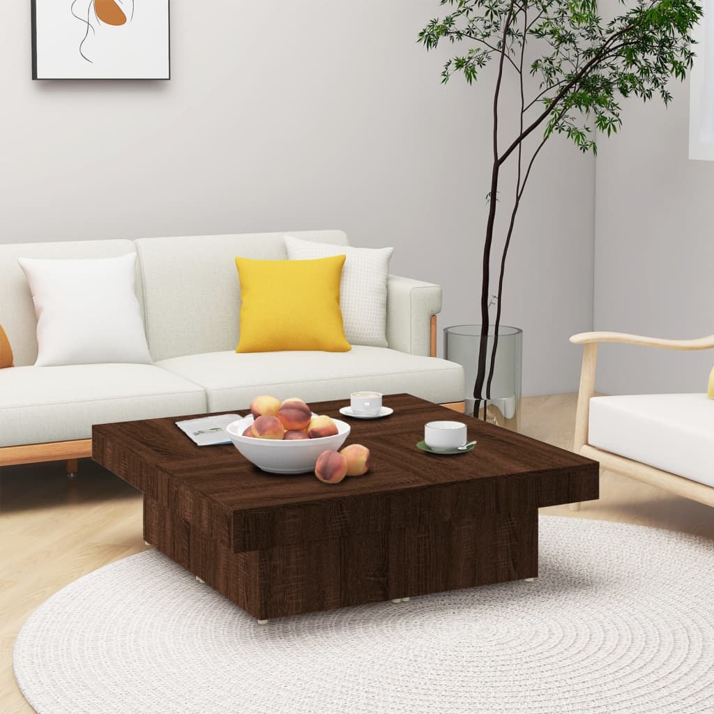 Salontafel 90X90X28 Cm Bewerkt Hout