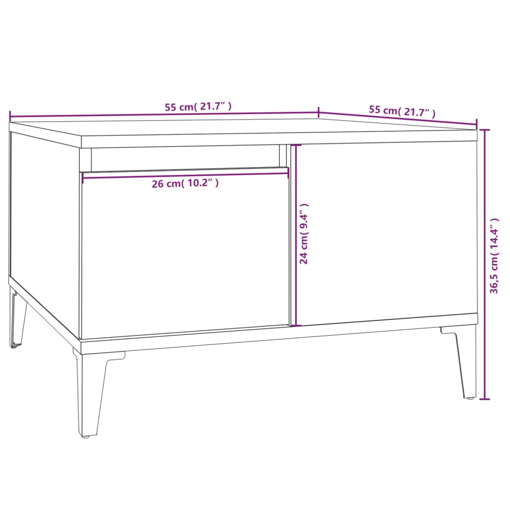 Salontafel 55X55X36,5 Cm Bewerkt Hout