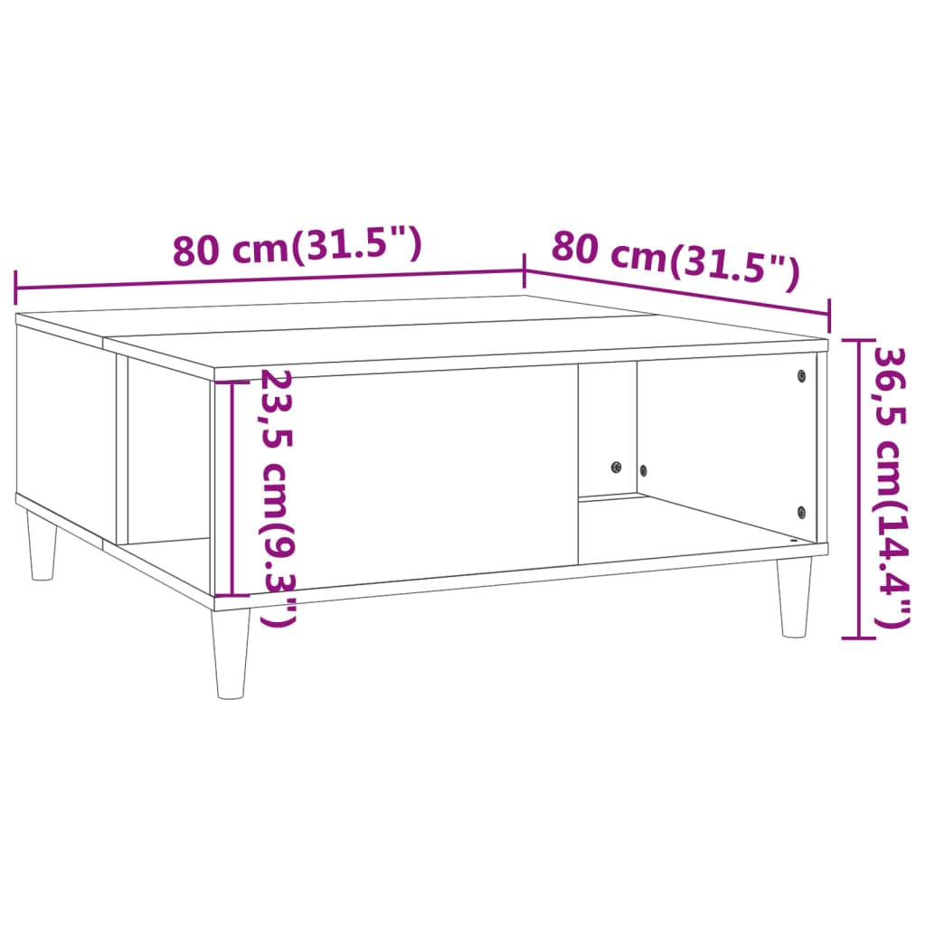 Salontafel 80X80X36,5 Cm Bewerkt Hout