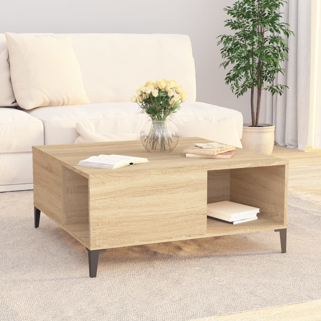 Salontafel 80X80X36,5 Cm Bewerkt Hout Kleurig