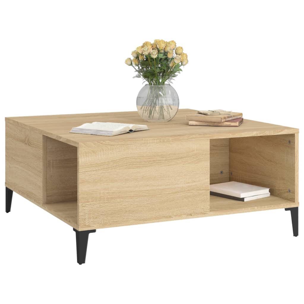 Salontafel 80X80X36,5 Cm Bewerkt Hout Kleurig