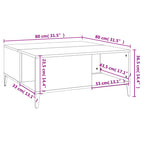 Salontafel 80X80X36,5 Cm Bewerkt Hout Kleurig