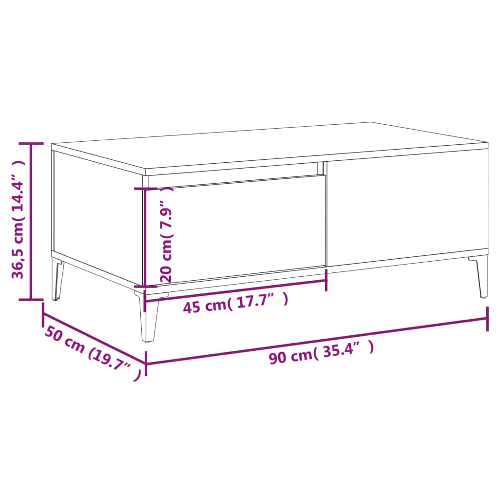 Salontafel 90X50X36,5 Cm Bewerkt Hout