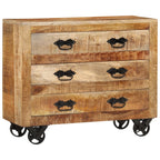 Dressoir Met 3 Lades 80X30X Massief Ruw Mangohout