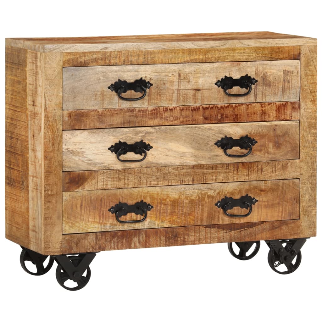 Dressoir Met 3 Lades 80X30X Massief Ruw Mangohout