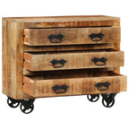 Dressoir Met 3 Lades 80X30X Massief Ruw Mangohout