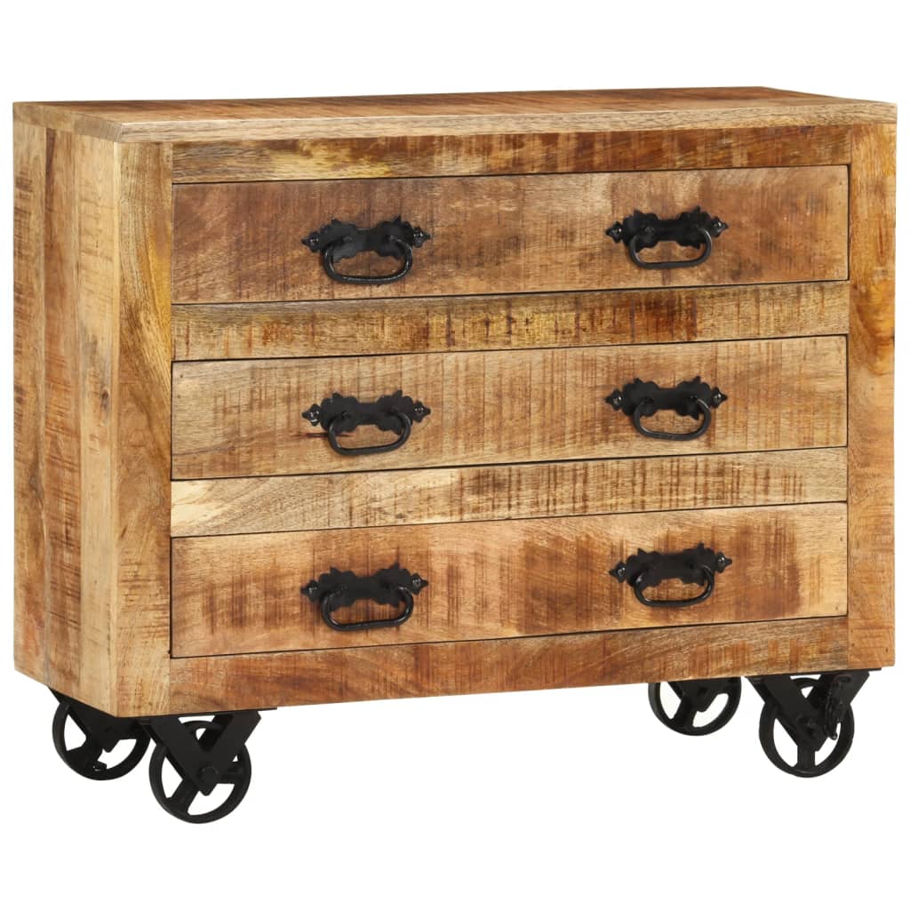 Dressoir Met 3 Lades 80X30X Massief Ruw Mangohout