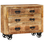 Dressoir Met 3 Lades 80X30X Massief Ruw Mangohout