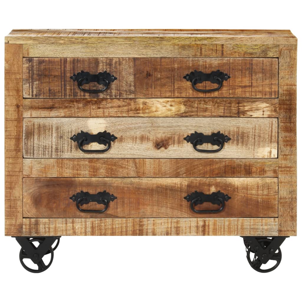 Dressoir Met 3 Lades 80X30X Massief Ruw Mangohout