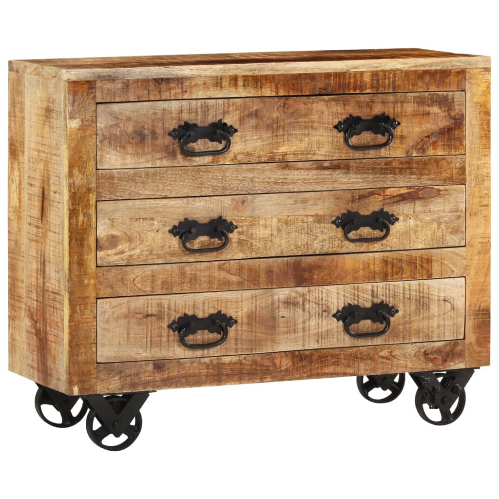 Dressoir Met 3 Lades 80X30X Massief Ruw Mangohout