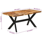 Eettafel 160X80X75 Cm Massief Ruw Mangohout