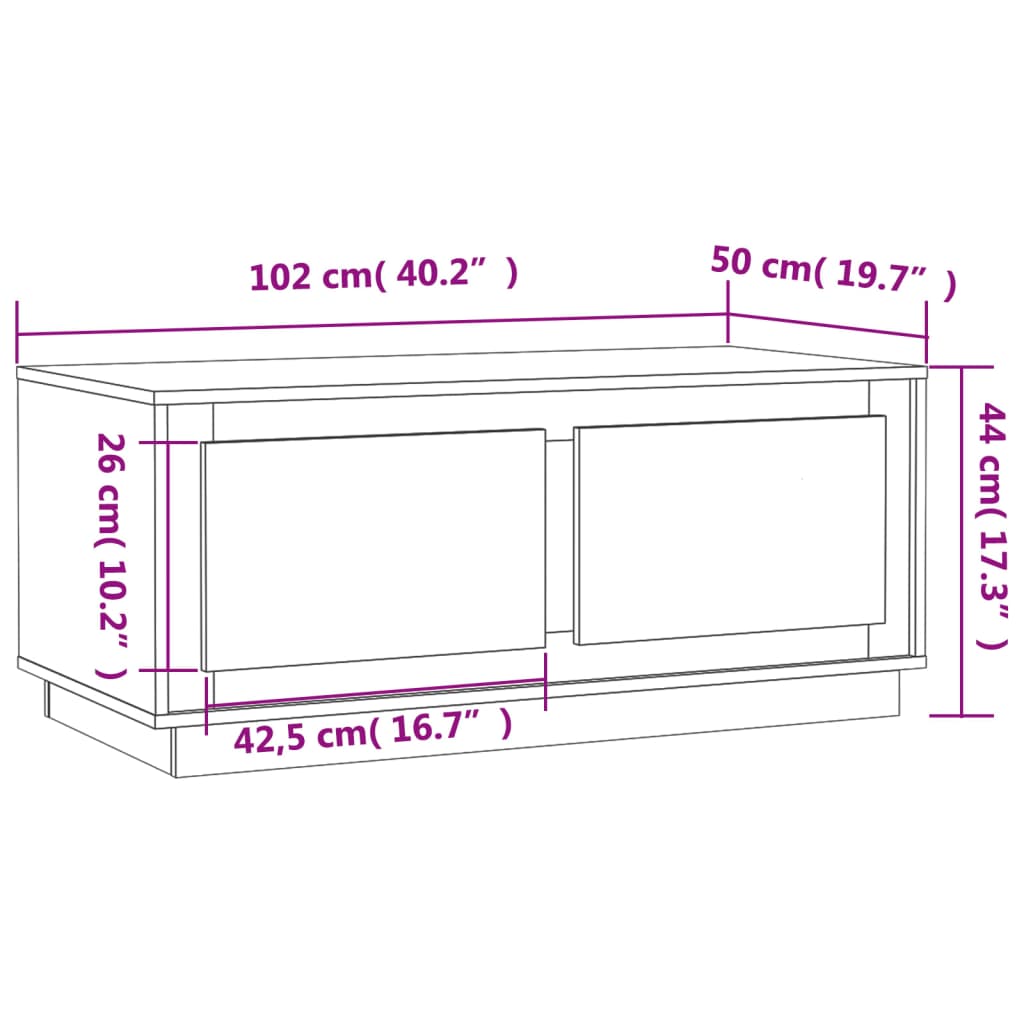 Salontafel 102X50X44 Cm Bewerkt Hout Eikenkleurig