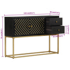 Dressoir 110X30X75 Cm Massief Mangohout Zwart En Goud