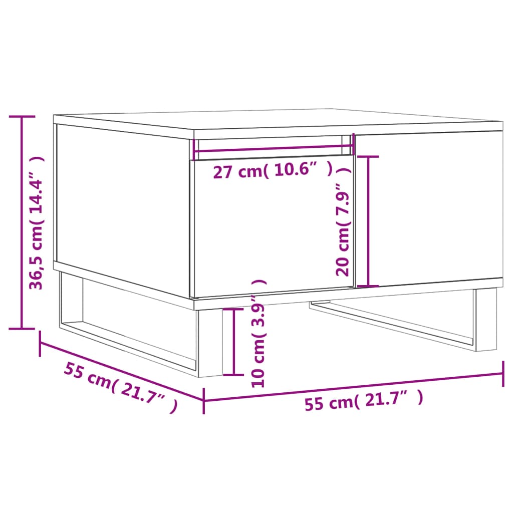 Salontafel 55X55X36,5 Cm Bewerkt Hout