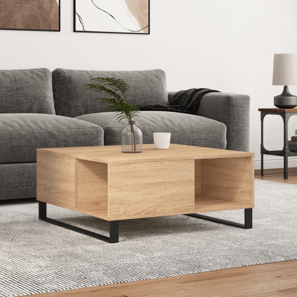 Salontafel 80X80X36,5 Cm Bewerkt Hout Kleurig