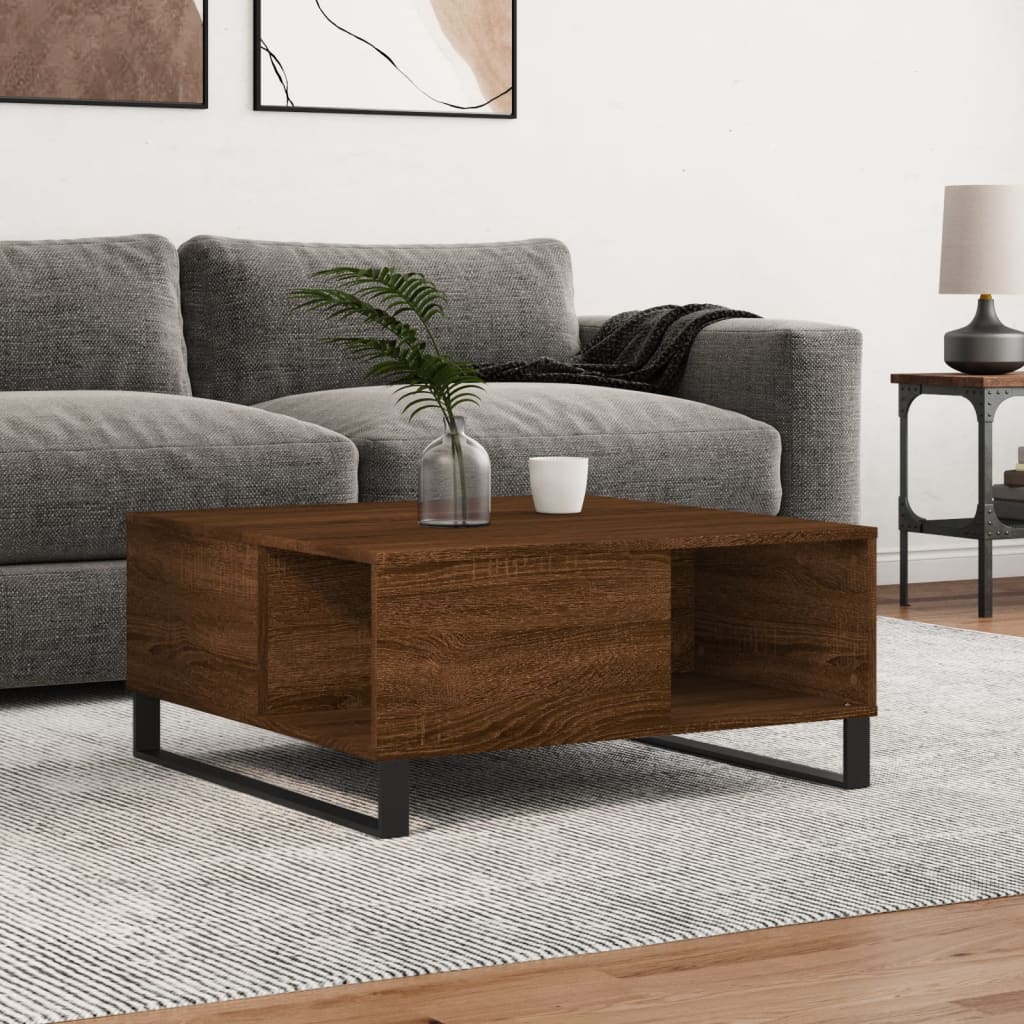 Salontafel 80X80X36,5 Cm Bewerkt Hout Kleurig