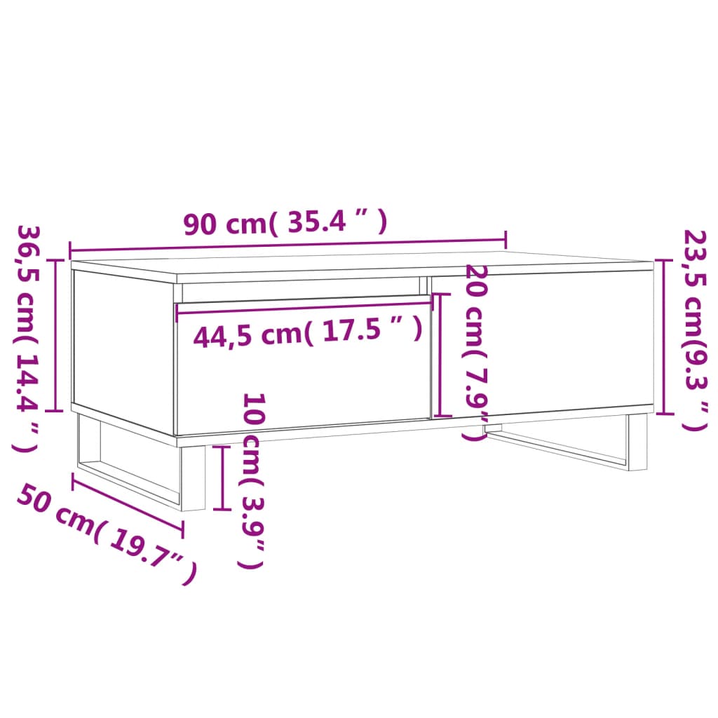 Salontafel 90X50X36,5 Cm Bewerkt Hout