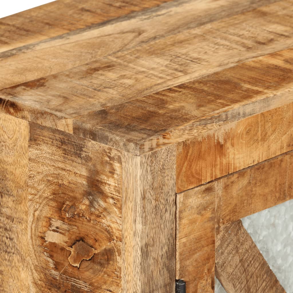 Dressoir 80X30X71 Cm Massief Ruw Mangohout En Metaal