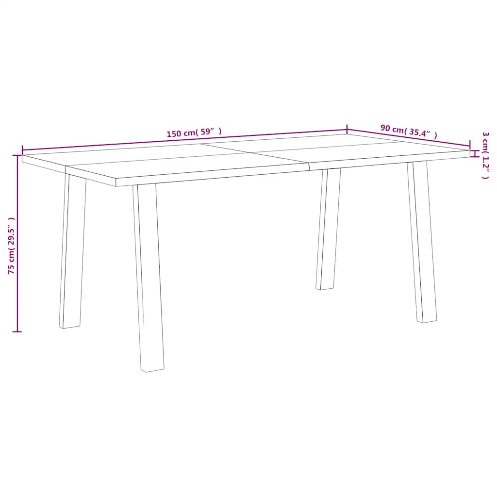 Eettafel 150X90X75 Cm Massief Acaciahout