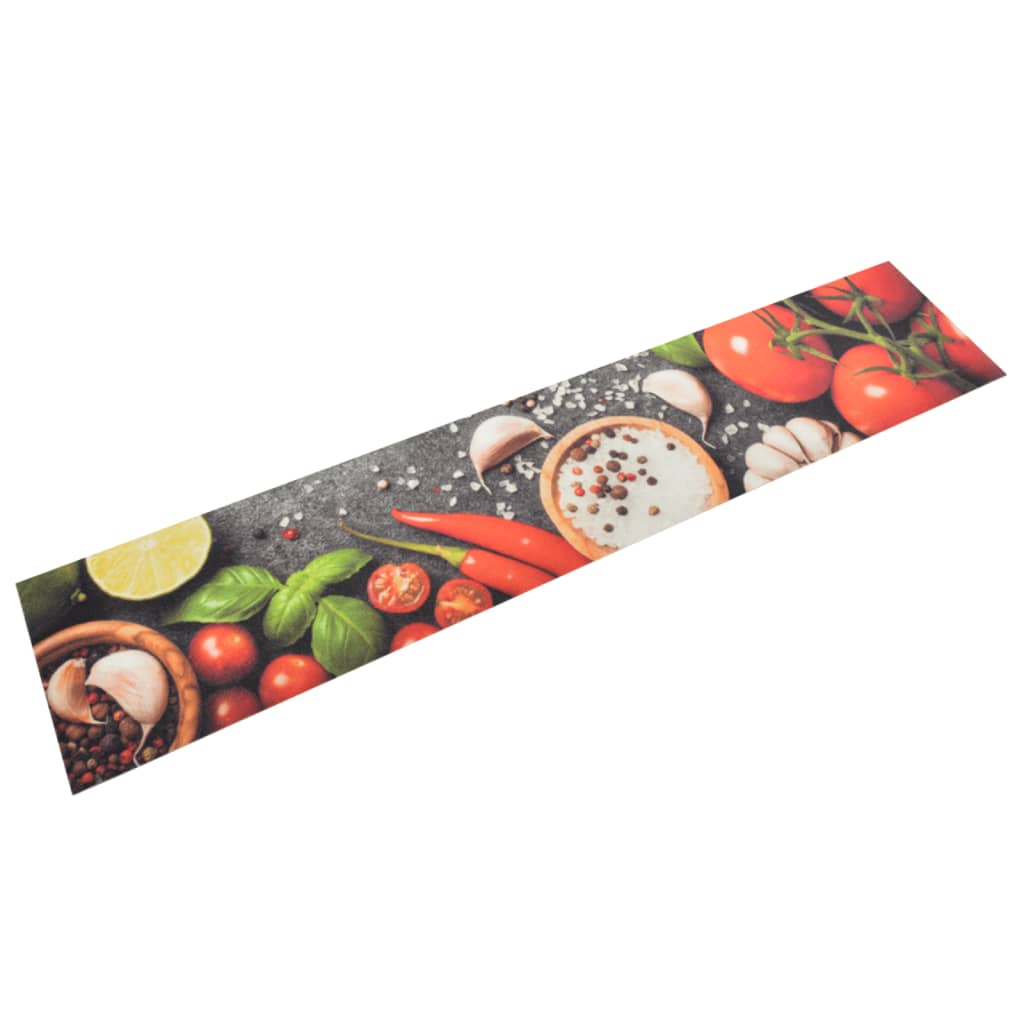 Keukenmat Wasbaar Groenteprint Fluweel Grijs En Rood