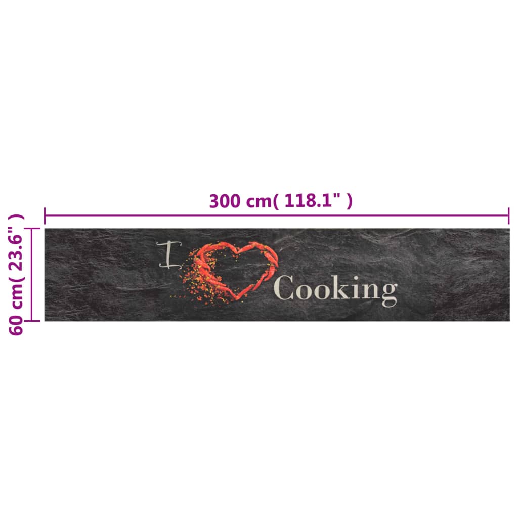 Keukenmat Wasbaar Cooking-Print Fluweel Zwart