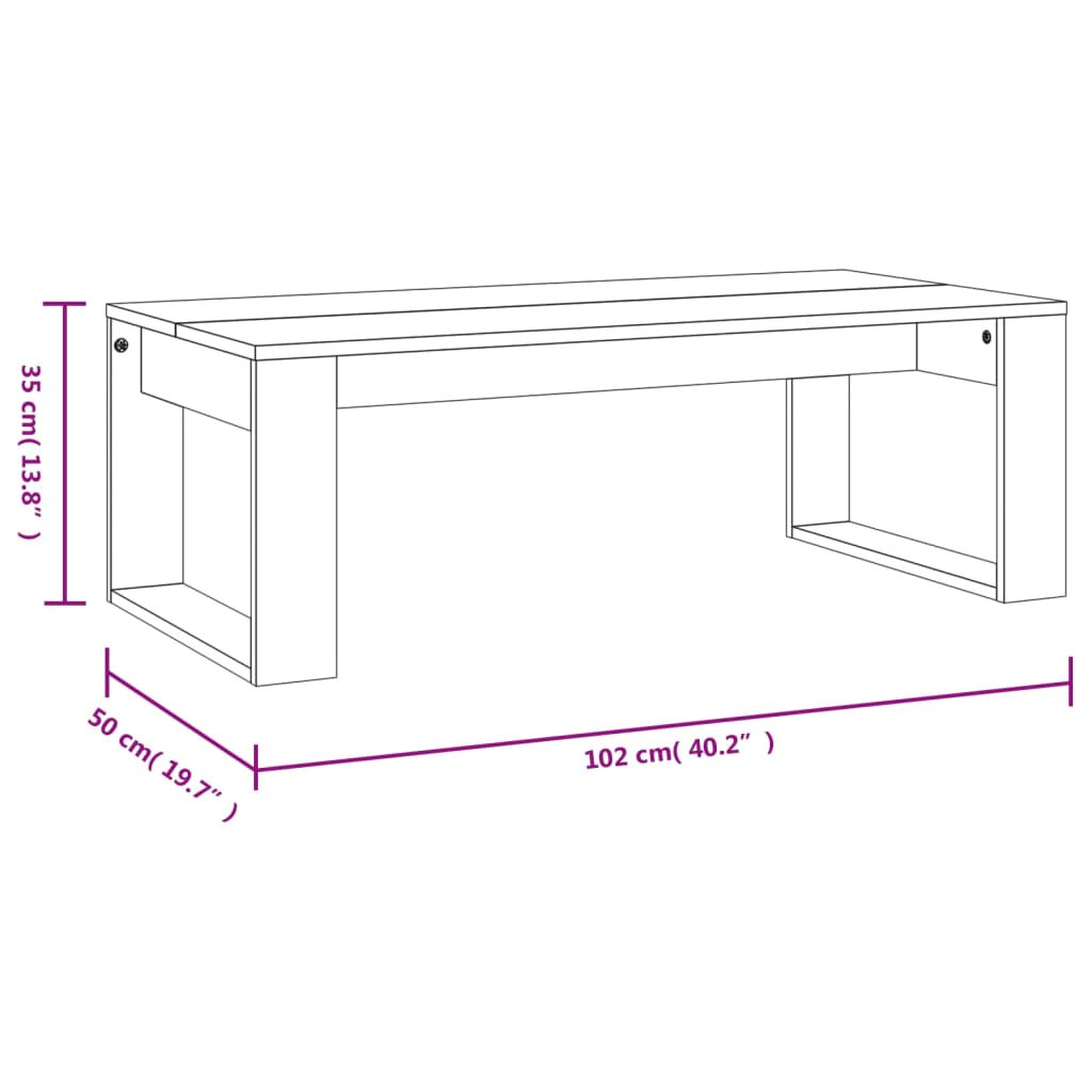 Salontafel 102X50X35 Cm Bewerkt Hout Kleurig