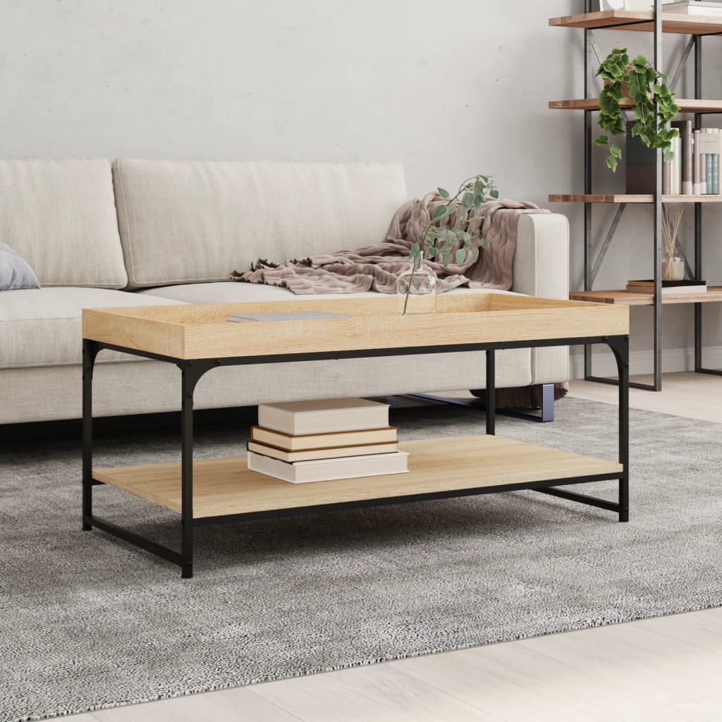 Salontafel Bewerkt Hout En Ijzer Kleur