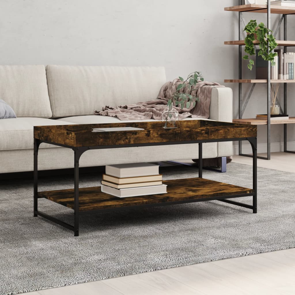 Salontafel Bewerkt Hout En Ijzer Kleur