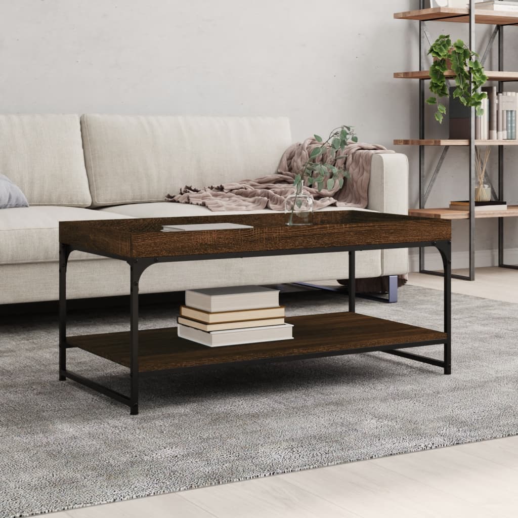 Salontafel Bewerkt Hout En Ijzer Kleur