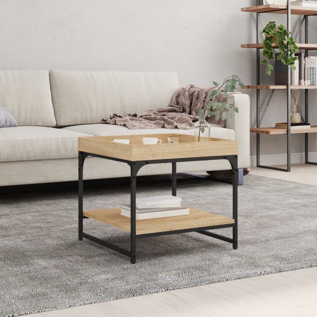 Salontafel Bewerkt Hout En Ijzer Kleur