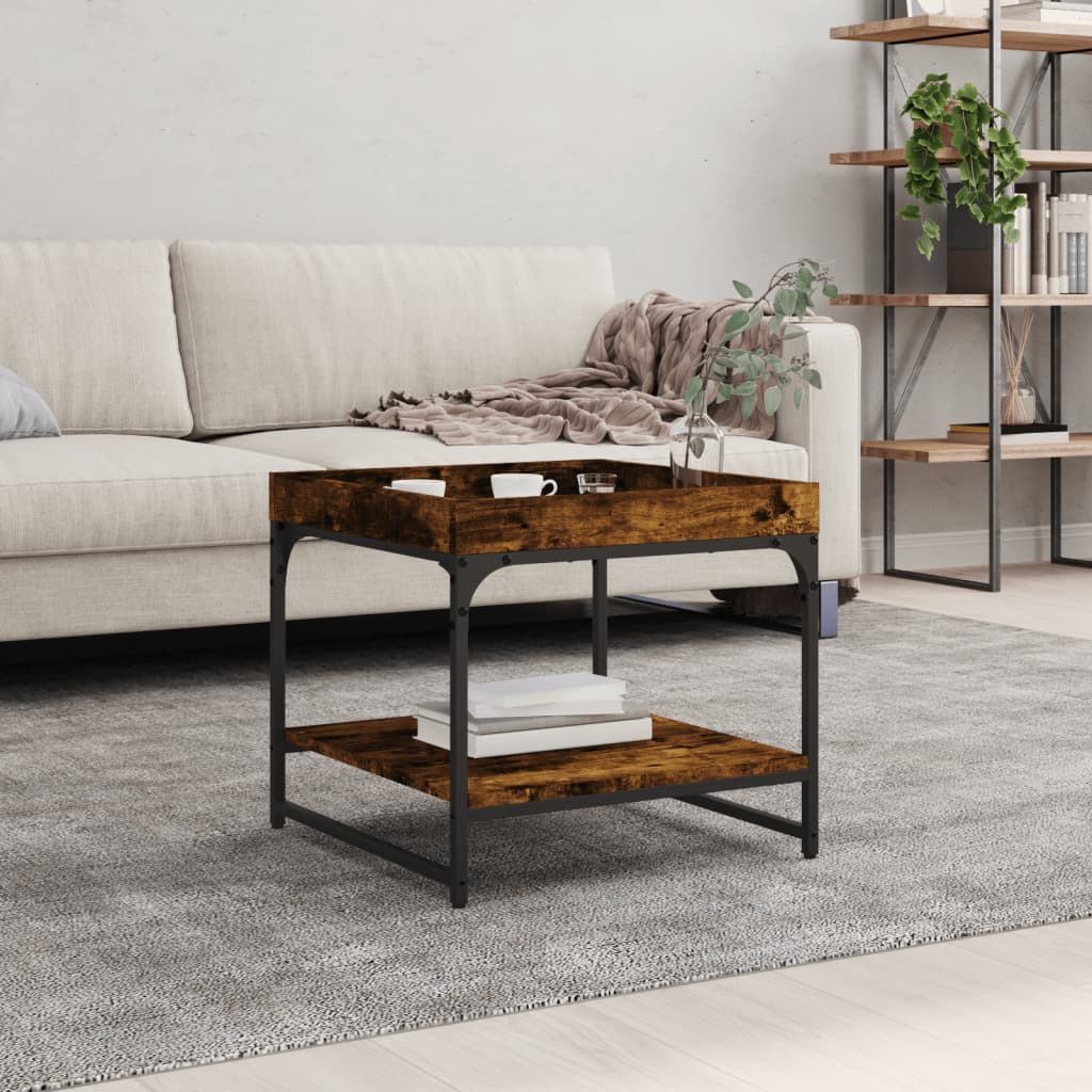 Salontafel Bewerkt Hout En Ijzer Kleur