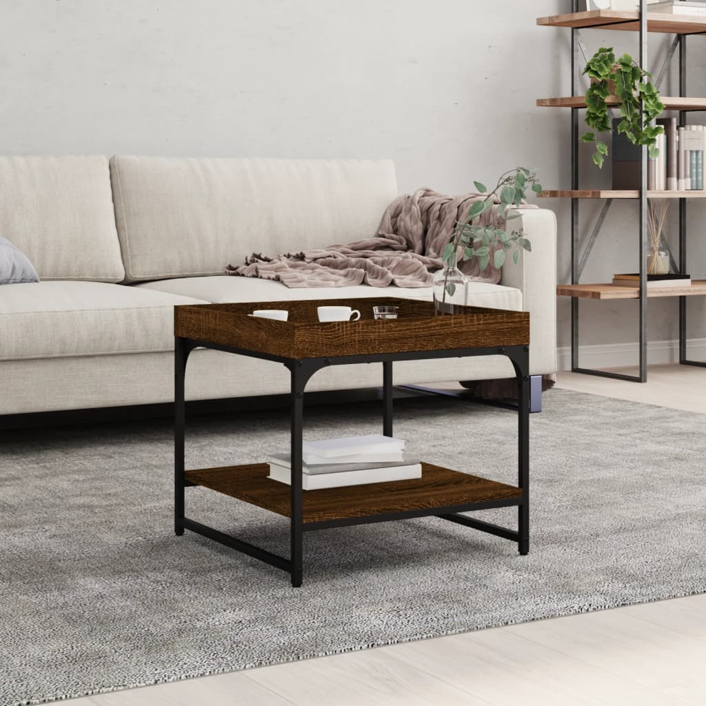 Salontafel Bewerkt Hout En Ijzer Kleur