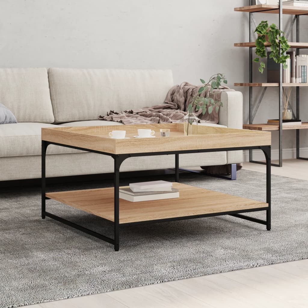 Salontafel Bewerkt Hout En Ijzer Kleur