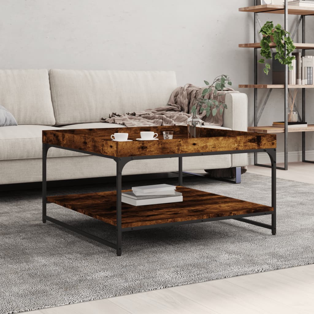 Salontafel Bewerkt Hout En Ijzer Kleur