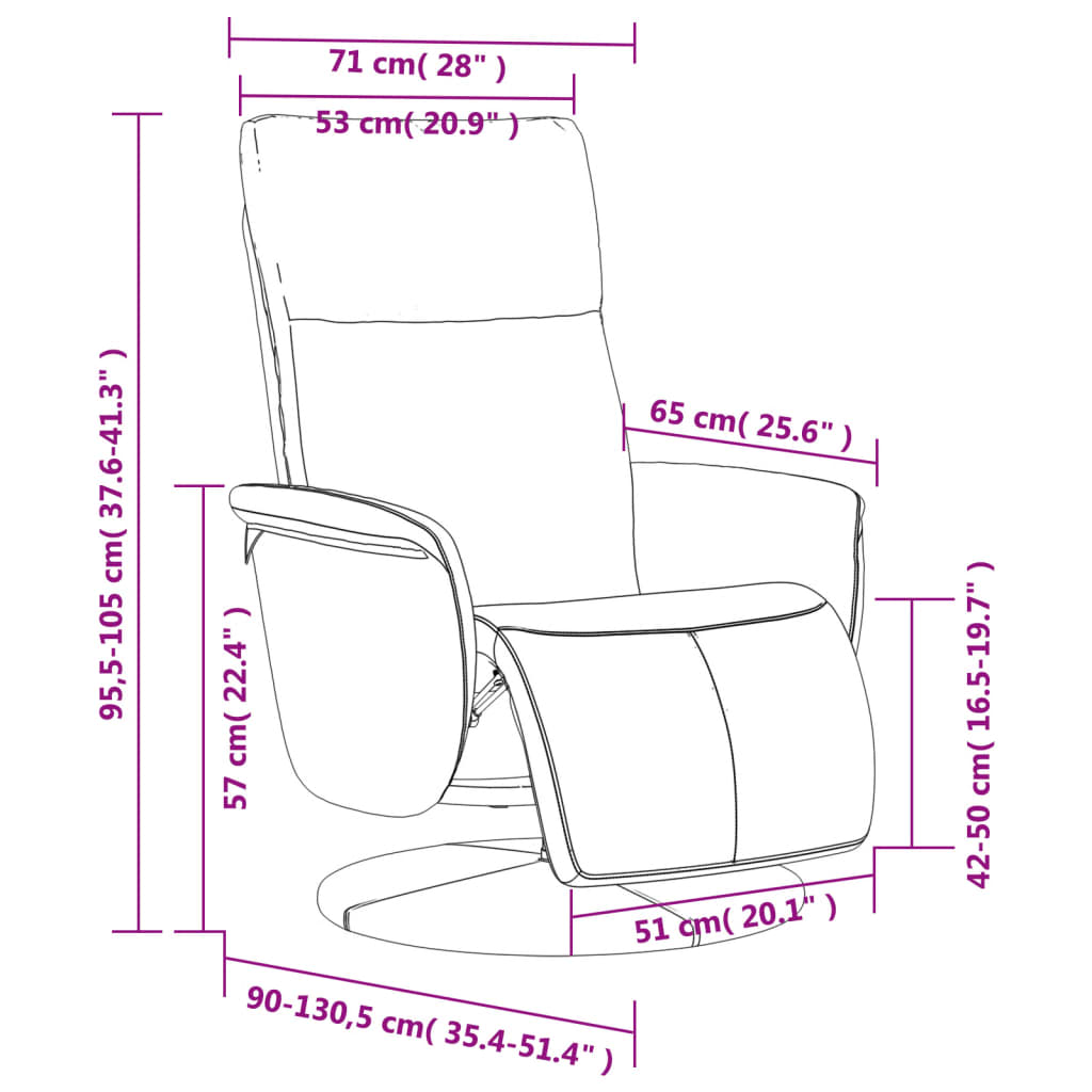 Fauteuil Verstelbaar Met Voetensteun Kunstleer Kleurig