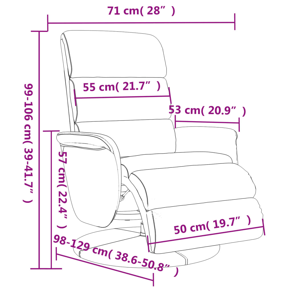Fauteuil Verstelbaar Met Voetensteun Kunstleer Kleur