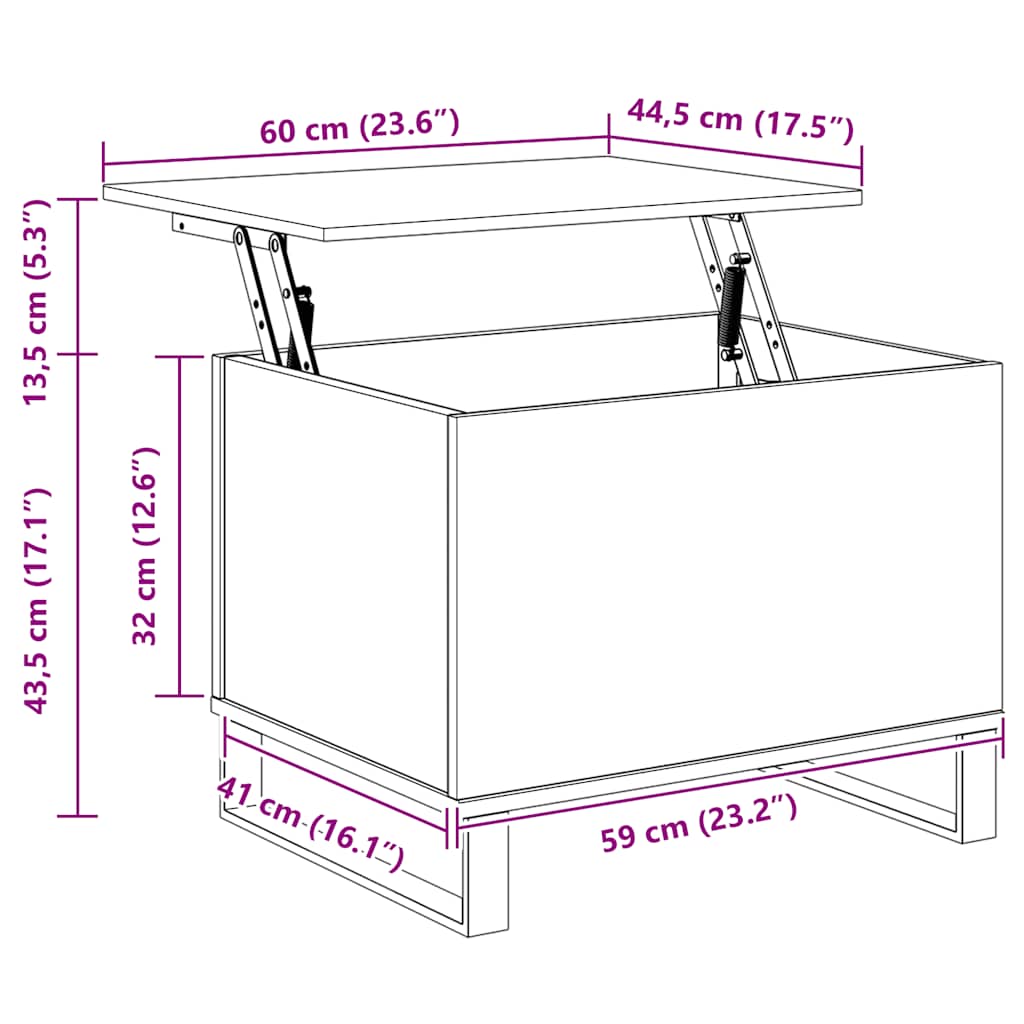 Salontafel 60X44,5X45 Cm Bewerkt Hout Eikenkleurig