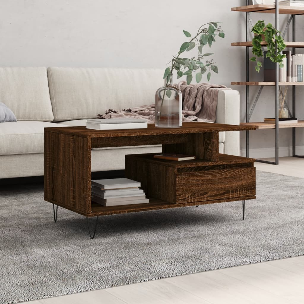 Salontafel 90X49X45 Cm Bewerkt Hout