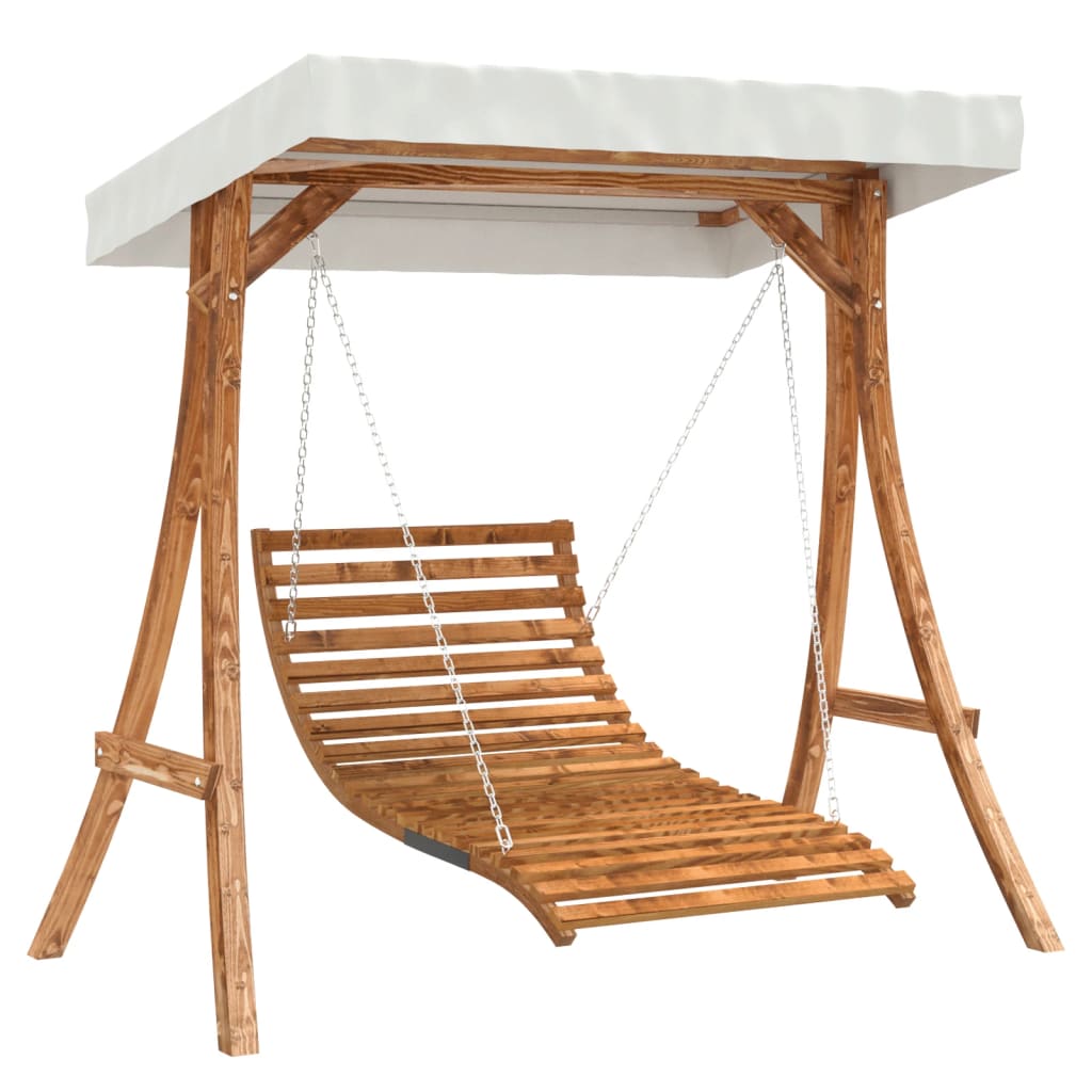 Schommelbed Met Luifel Vurenhout Met Teak Afwerking