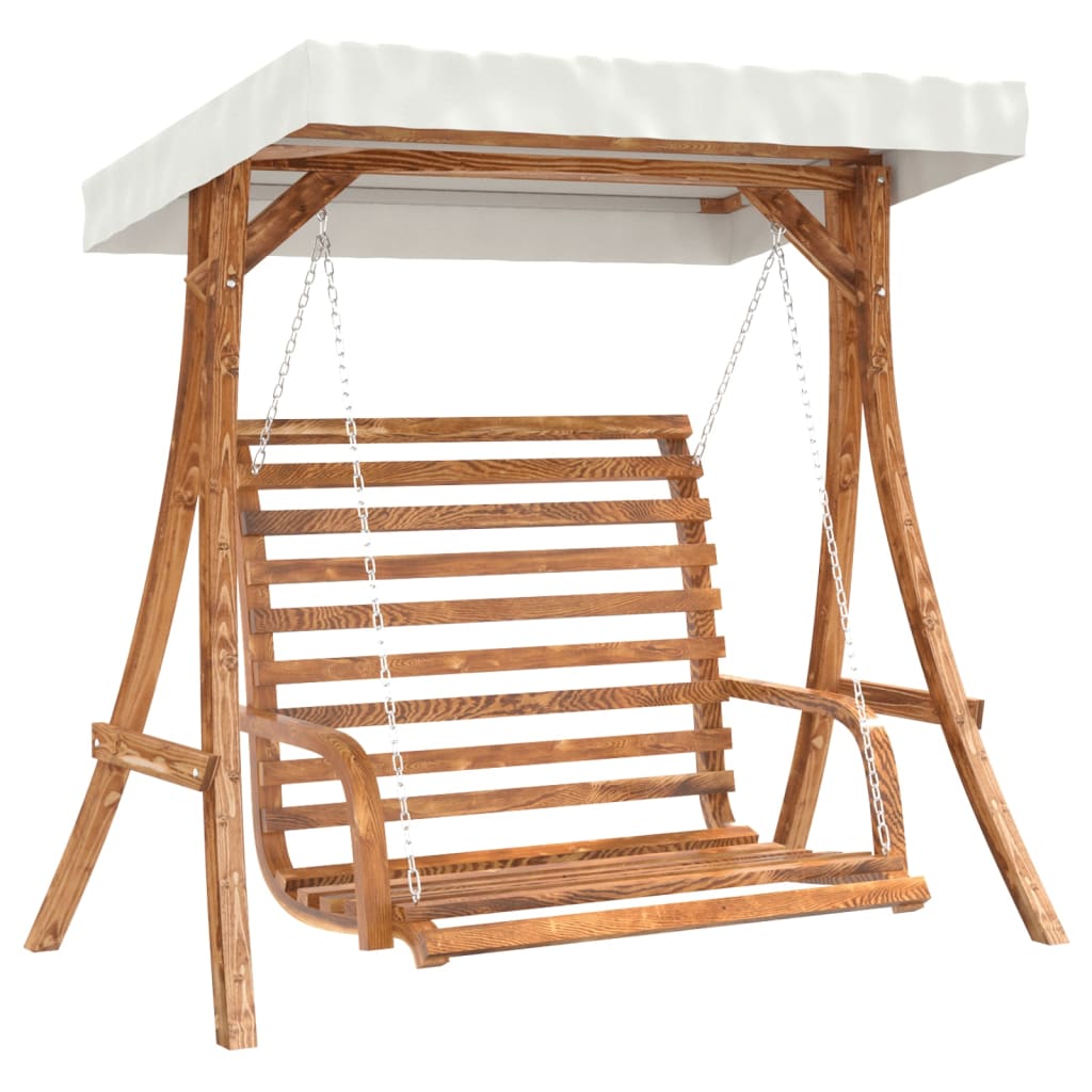 Schommelbank Met Luifel Vurenhout Met Teak Afwerking