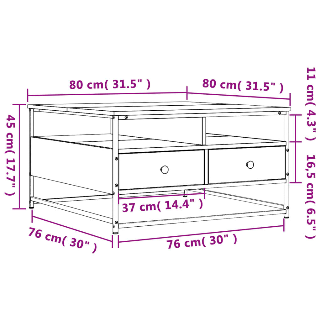 Salontafel Bewerkt Hout Kleurig