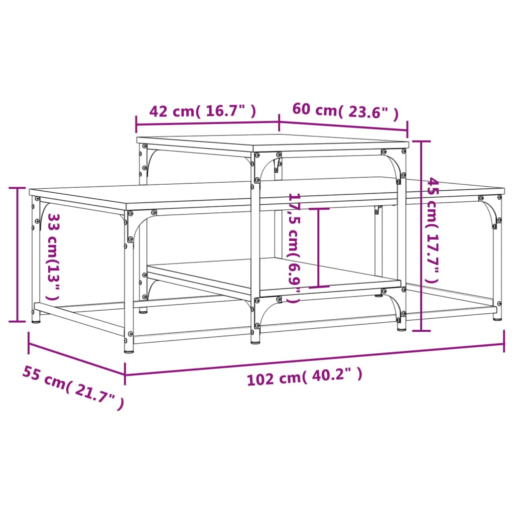 Salontafel 102X60X45 Cm Bewerkt Hout